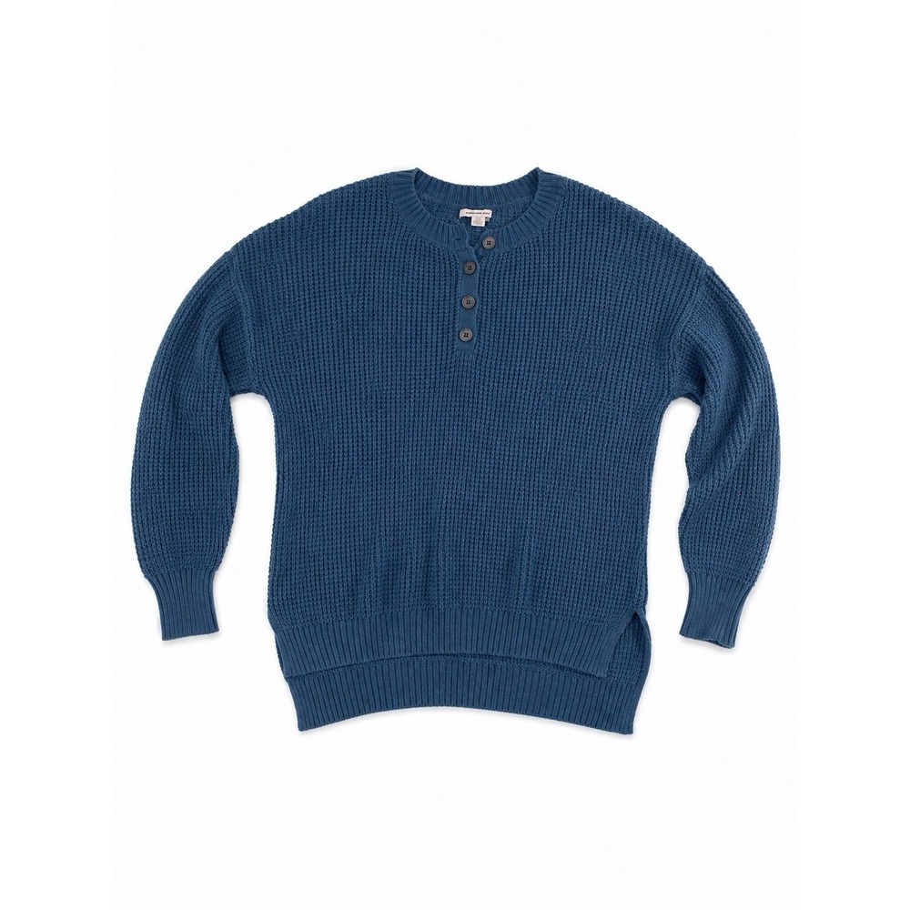 American Eagle Women's Blue Knit Henley Small Oversized